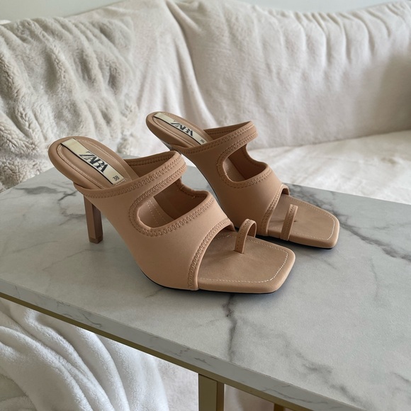 Zara neoprene nude heels sandals 38 - Picture 1 of 3